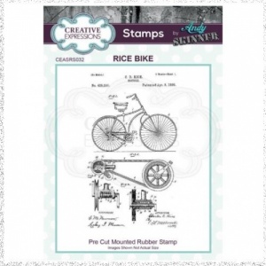 Creative Expressions Andy Skinner Rice Bike 4.1 in x 2.4 in Rubber Stamp
