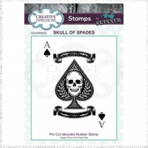 Creative Expressions Andy Skinner Skull of Spades 4 in x 2.8 in Rubber Stamp