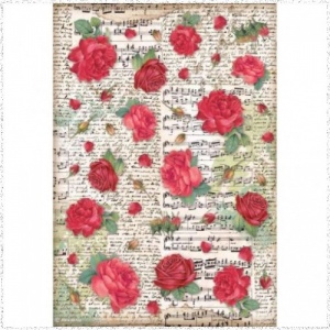 Stamperia A4 Rice Paper Desire Red Roses