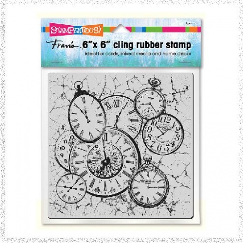 6'' x 6''Cling Rubber Stamp: Cling Clock Collage