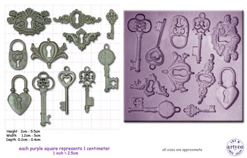 Artyco Steampunk Locks, Keys & Keyplates Mould
