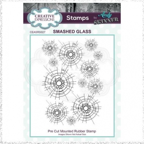 Creative Expressions Andy Skinner Smashed Glass 4.9 in x 3.5 in Rubber Stamp