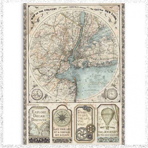 Stamperia A4 Rice Paper Sir Vagabond Map Of New York