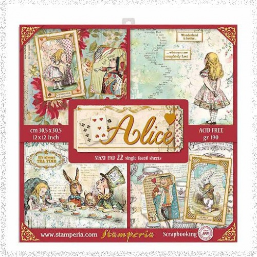 Stamperia Scrapbooking Pad 22 Sheets 30.5×30.5 cm (12″x12″) Alice