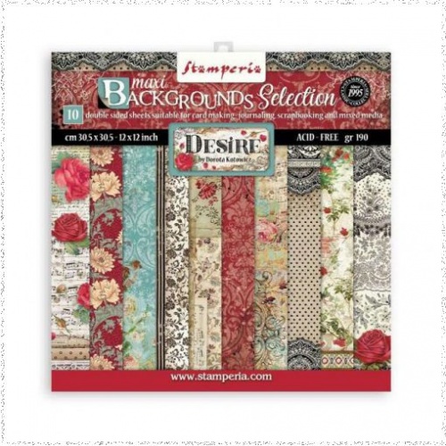 Stamperia Scrapbooking Pad 10 Sheets 30.5×30.5 cm (12″x12″) Maxi Background Selection Desire
