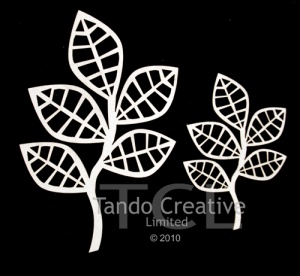 Leaf branch with cut out leaves.